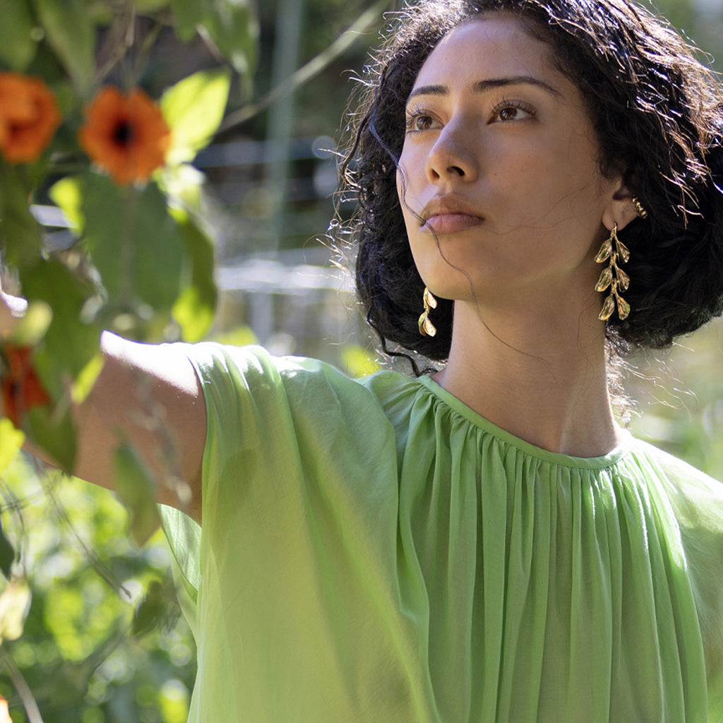 Dyad Three Tier Earrings - Yellow Bronze | Kirsten Muenster Jewelry