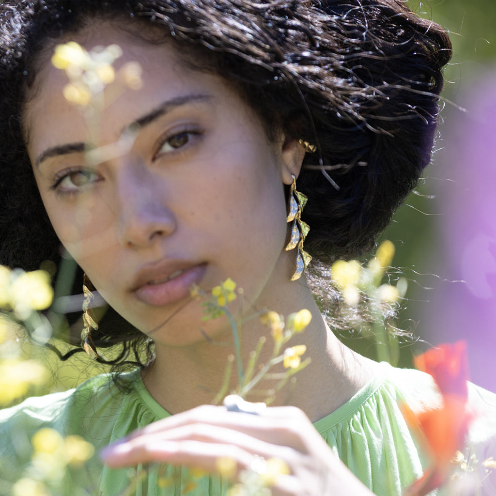 Dyad Three Tier Earrings - Yellow Bronze | Kirsten Muenster Jewelry