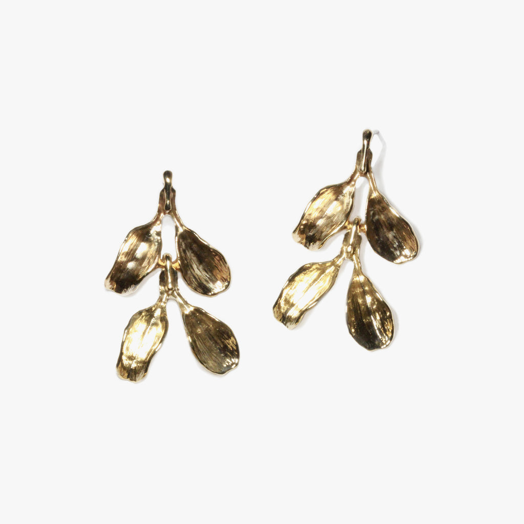 Dyad Two Tier Earrings - Yellow Bronze | Kirsten Muenster Jewelry