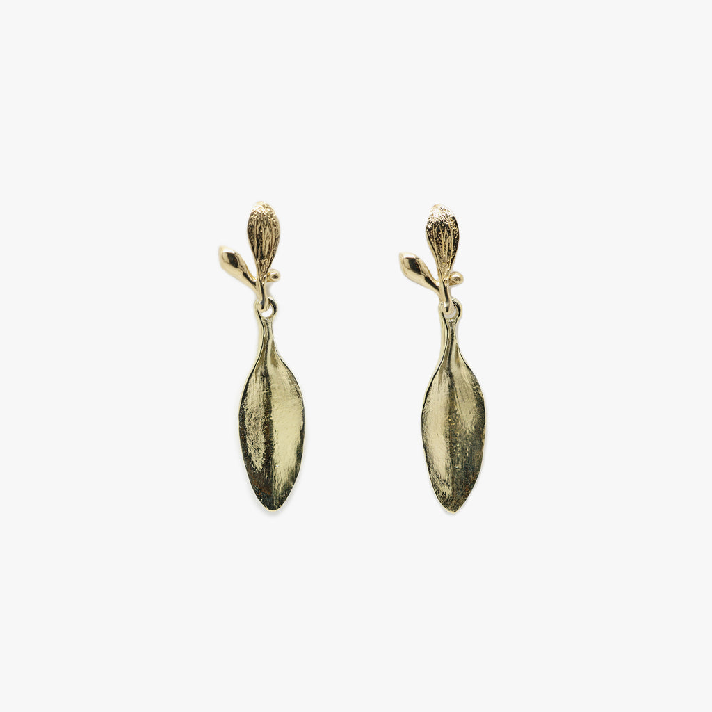 Long Leaf Earrings - Yellow Bronze | Kirsten Muenster Jewelry